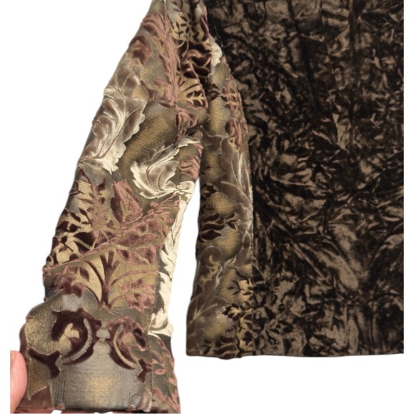 Chicos Velvet Burnout Chocolate Chic Elegant Boho Shimmery Lace Floral Jacket - Picture 10 of 12